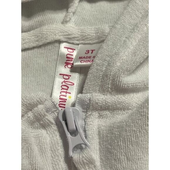 Pink Platinum Swim Cover Girls Size 3T White Terry Hooded Short - Picture 3 of 8